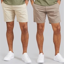 Avant Garde Mens Allard Two Pack Chino Shorts Mink/Stone
