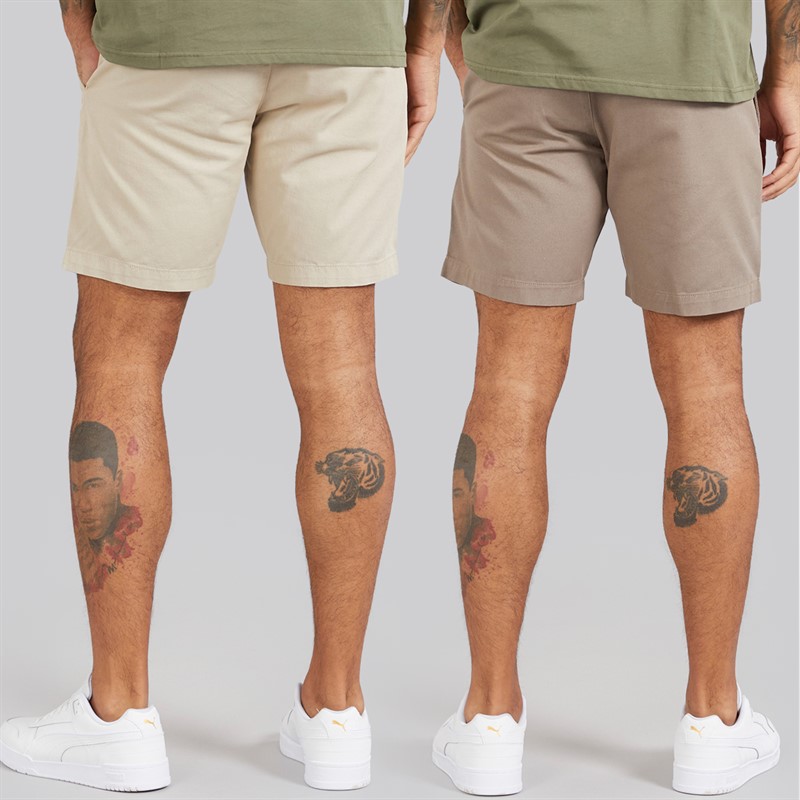 Avant Garde Mens Allard Two Pack Chino Shorts Mink/Stone
