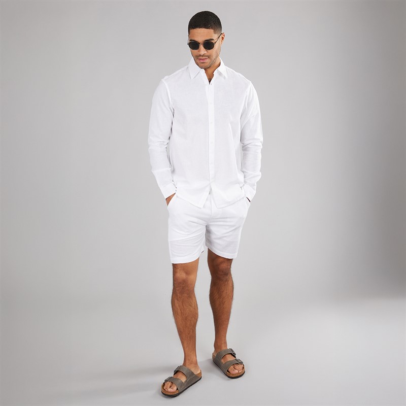 Avant Garde Mens Knight Linen Shorts White