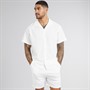 Avant Garde Mens Laguna Textured Short Sleeve Shirt And Shorts Set White