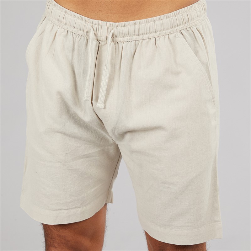 Avant Garde Mens Rustic Linen Shorts Ecru