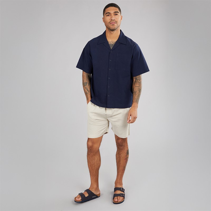 Avant Garde Mens Rustic Linen Shorts Ecru