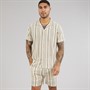 Avant Garde Mens Caspian Textured Short Sleeve Shirt And Shorts Set White/Navy