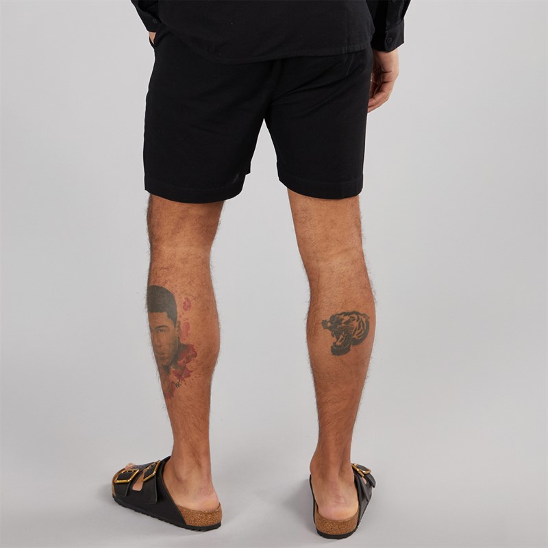 Avant Garde Mens Rustic Linen Shorts Black