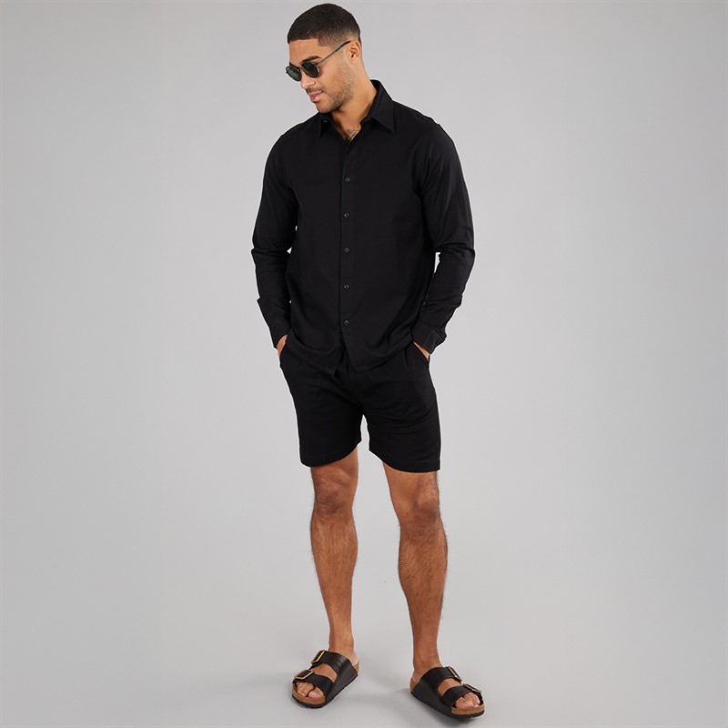 Avant Garde Mens Rustic Linen Shorts Black