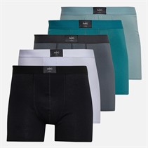 Avant Garde Mens Leaf Five Pack Boxer Shorts Black/Charcoal/White/Jade Green/Sage