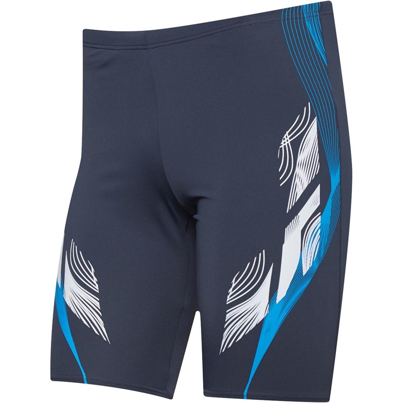 Buy arena Mens Fingerprint Jammer Swim Shorts Asphalt/Turquoise