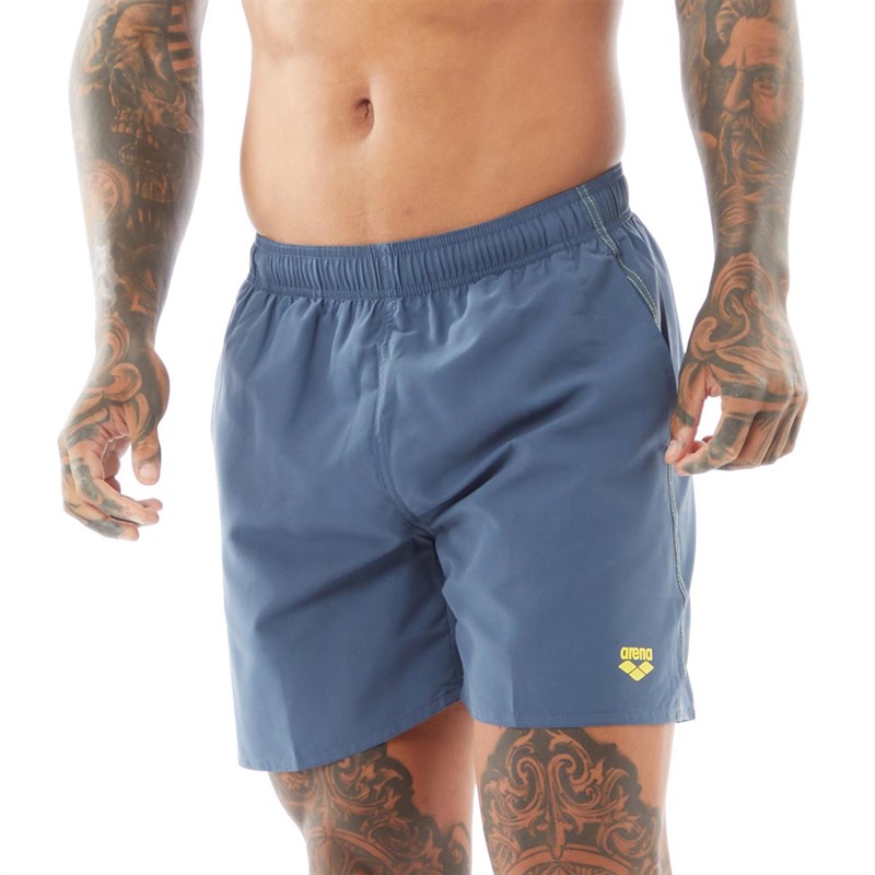 Buy Arena Mens Fundamentals Boxers Swim Shorts Shark/Yellow Star