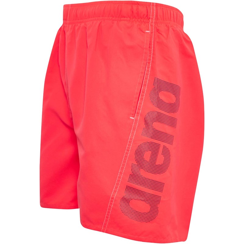 Buy Arena Mens Fundamentals Logo Boxers Swim Shorts Fluo Red/Shark/White