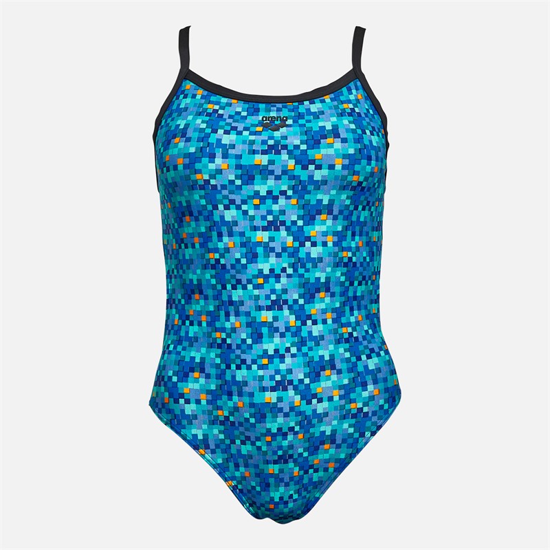 Arena Womens Pool Tiles Challenge Back Swimsuit Black/Blue