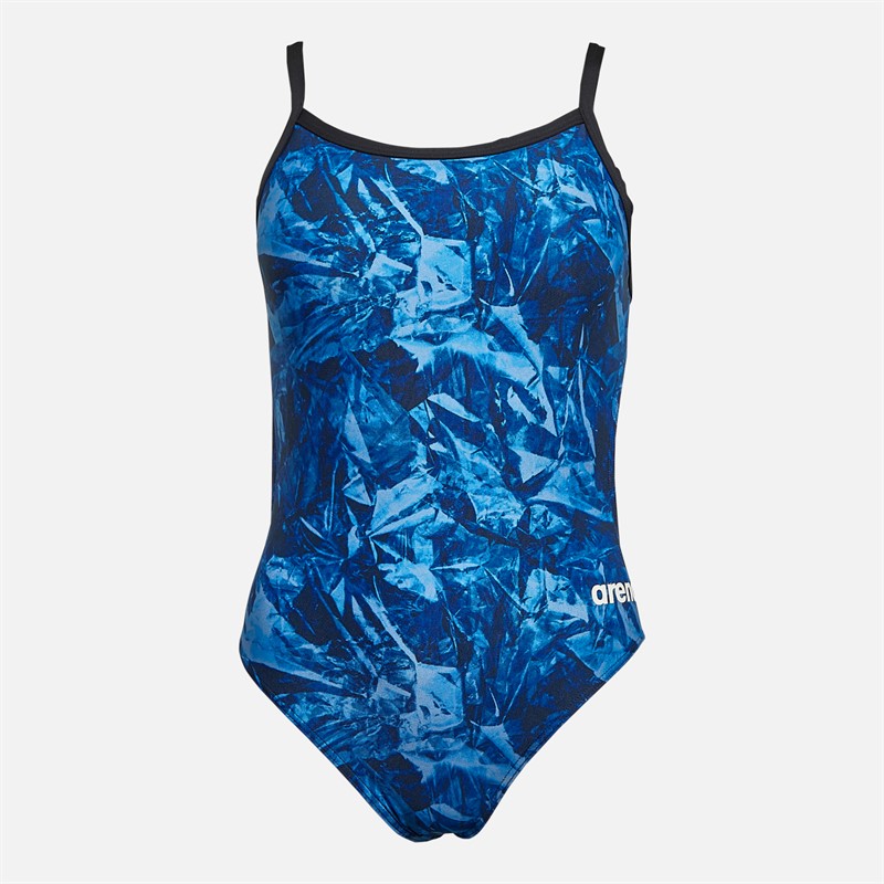 Arena Womens Team Crackle Challenge Back Swimsuit Black/Team Royal