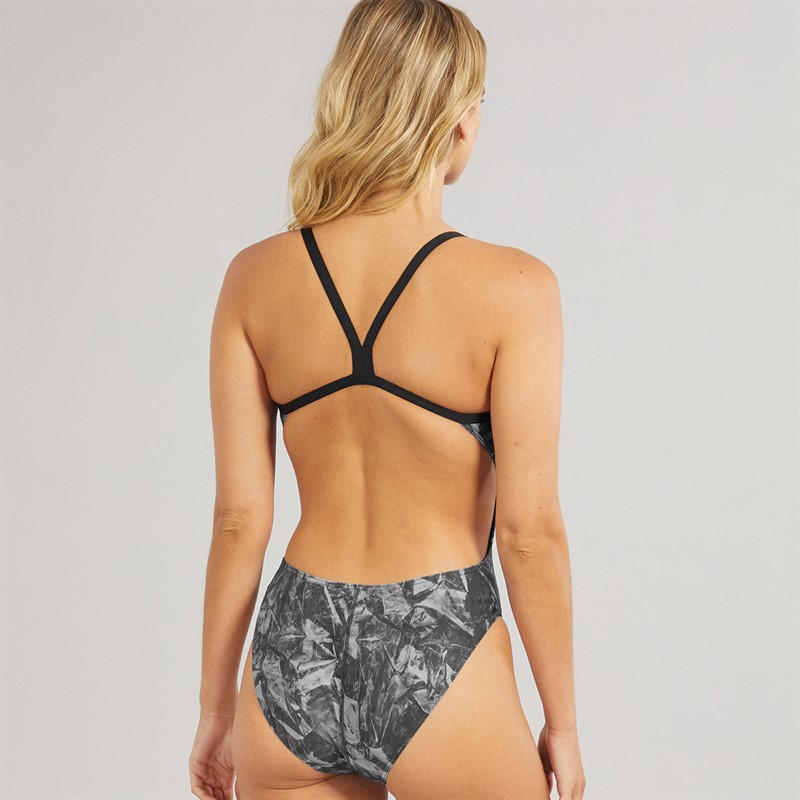 Arena Womens Team Crackle Challenge Back Swimsuit Black/Team Black