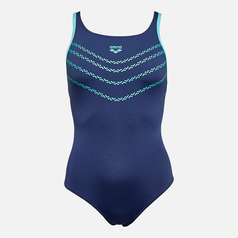 Arena Womens Losange V Print Pro Back Swimsuit Navy/Water