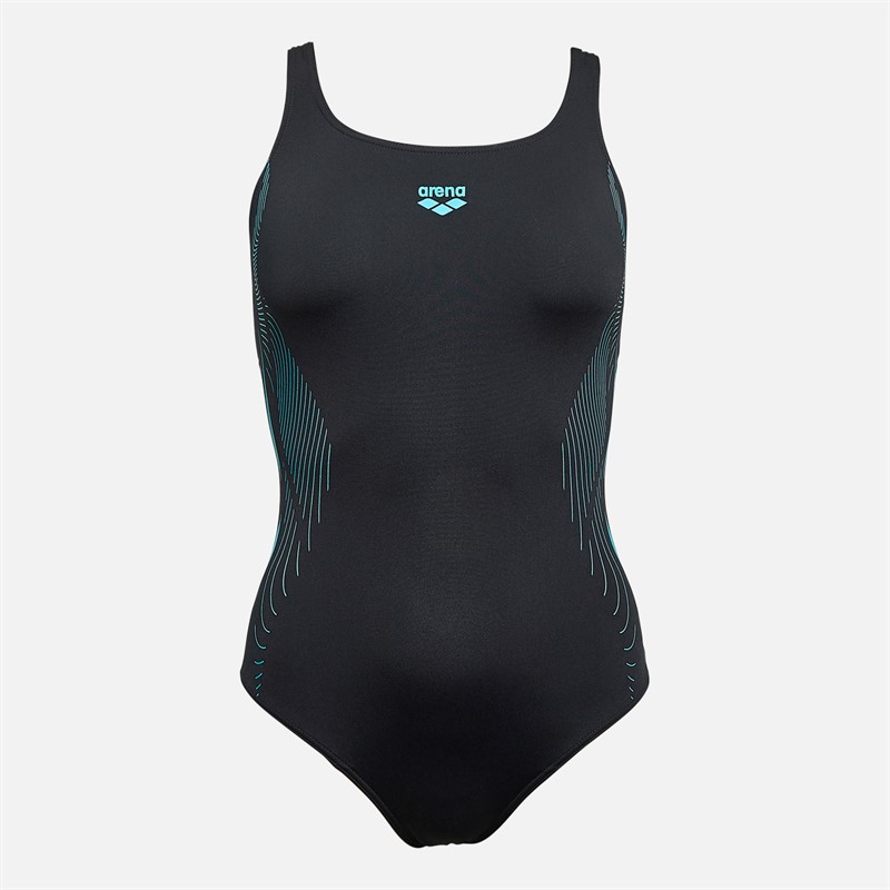 Arena Womens Graphic Pro Back Swimsuit Black/Martinica