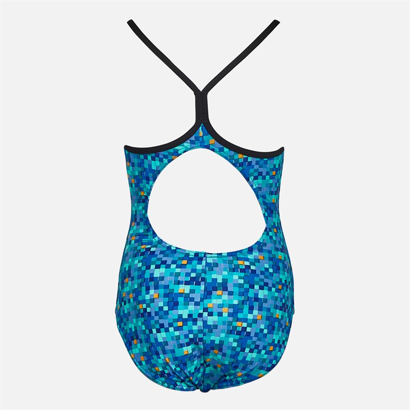 Arena Girls Pool Tiles Lightdrop Back Swimsuit Black/Blue
