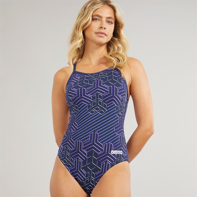 Arena Womens Kikko Lightdrop Back Pro Swimsuit Navy/Multi - Size 38