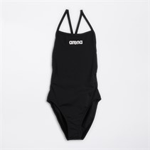 Arena Junior Girls Solid Light Tech Back Swimsuit Black/White