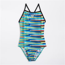 Arena Junior Girls Racing Stripe Swimsuit Multi/Black