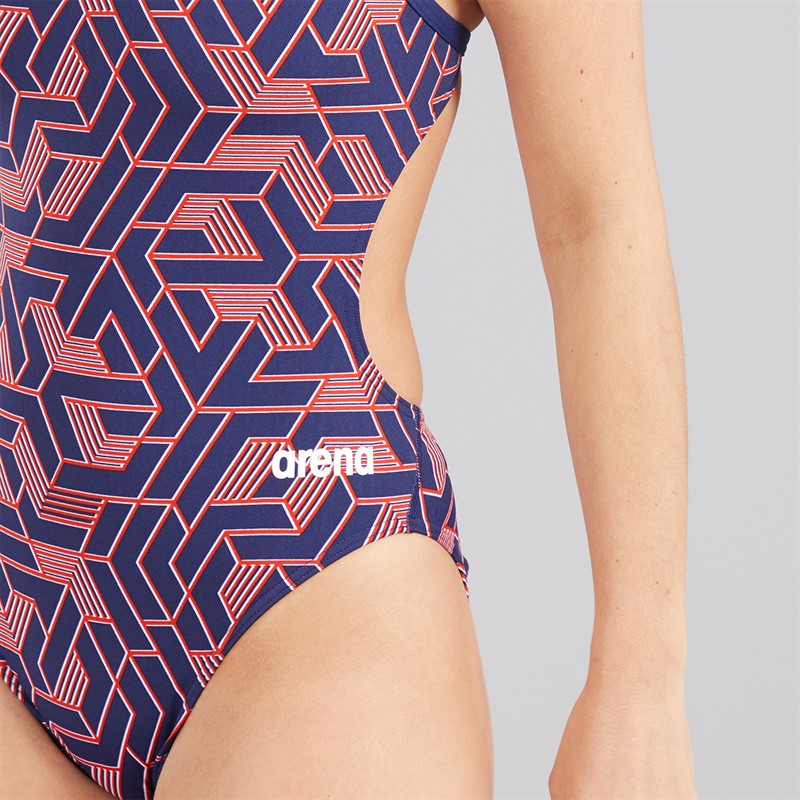 Arena Womens Escape Challenge Back Swimsuit Navy/Team Red