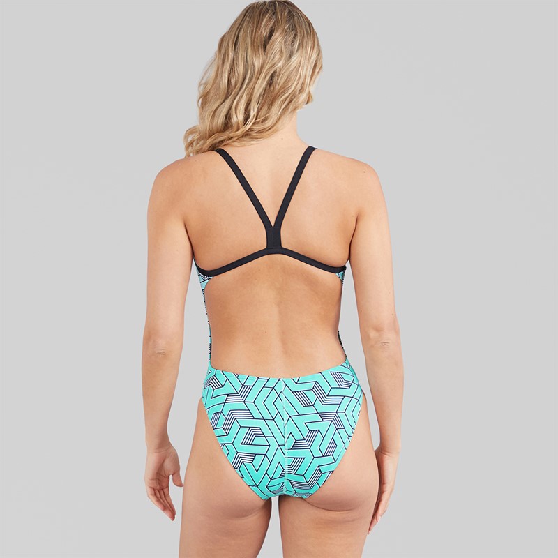 Arena Womens Escape Challenge Back Swimsuit Black/Water