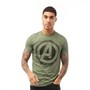 Avengers Mens Stencil Logo T-Shirt Military Green