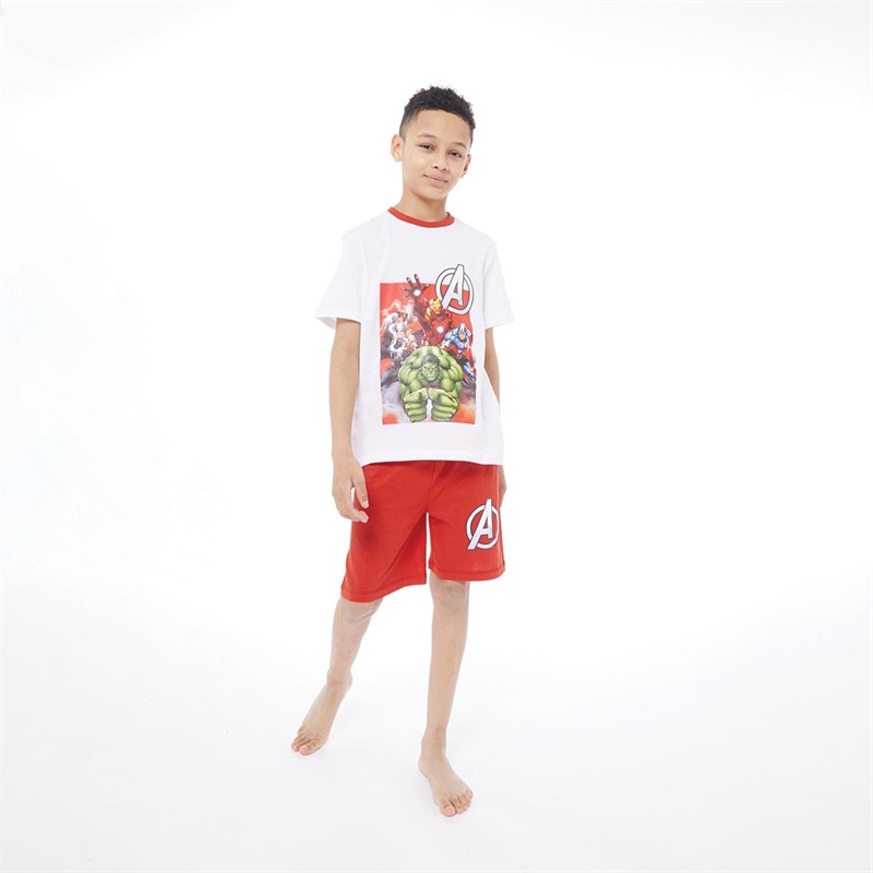 AVENGERS Boys Marvel Shorts Pyjama Set White/Red