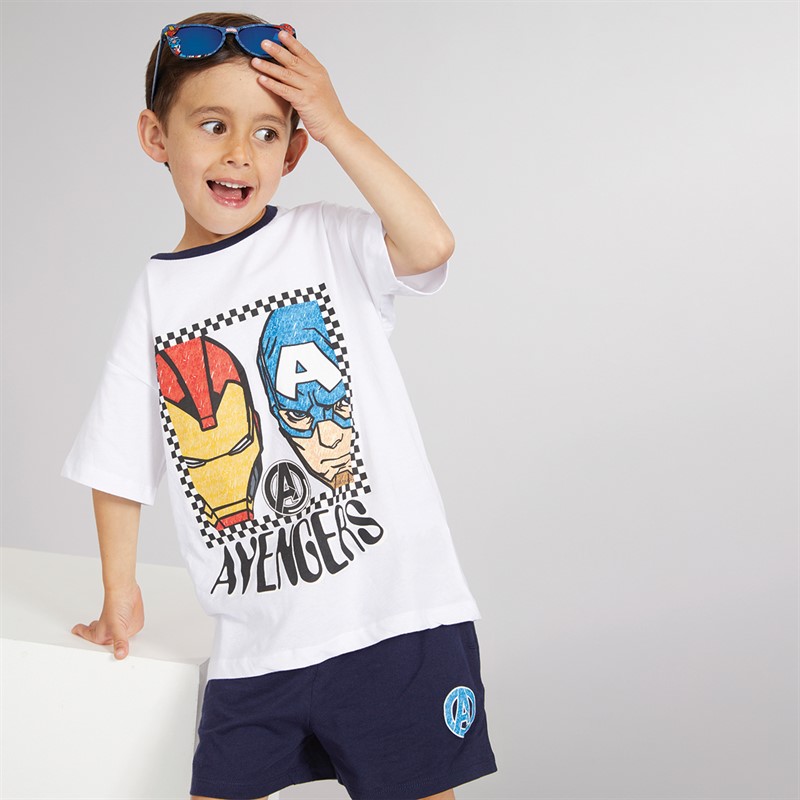 AVENGERS Boys T-Shirt And Shorts Co-Ord White