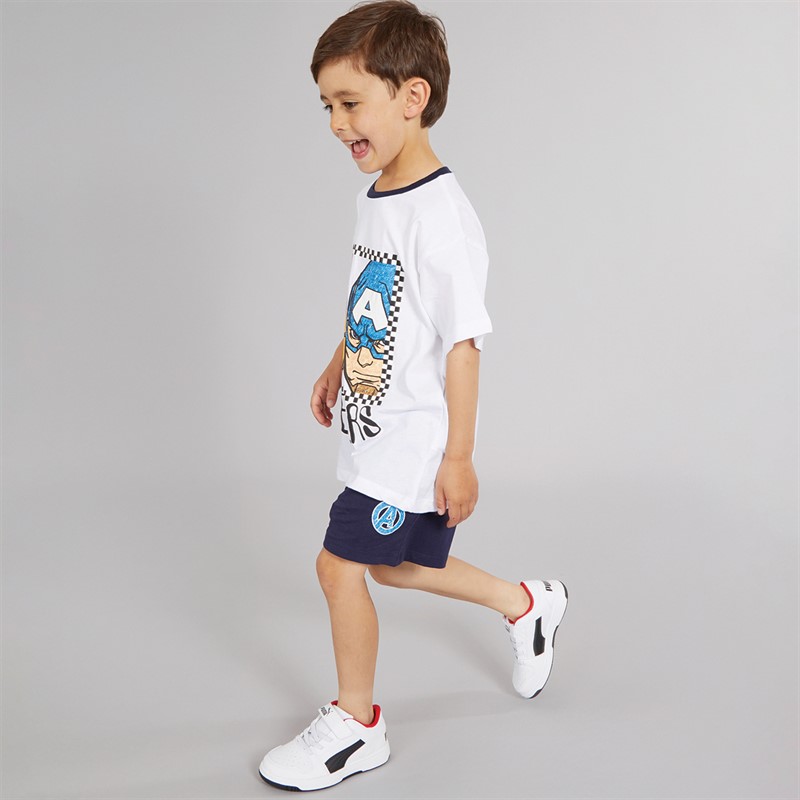 AVENGERS Boys T-Shirt And Shorts Co-Ord White
