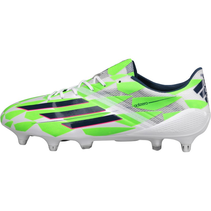 adidas Performance Men's Shoes F50 ADIZERO SG - Football boots - running white/rich blue/neon green adidas Performance Men's Shoes F50 ADIZERO SG - Football boots - running white/rich blue/neon green