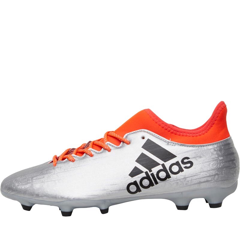 adidas Mens X 16.3 FG Football Boots Silver Metallic/Core Black/Solar Red adidas Mens X 16.3 FG Football Boots Silver Metallic/Core Black/Solar Red