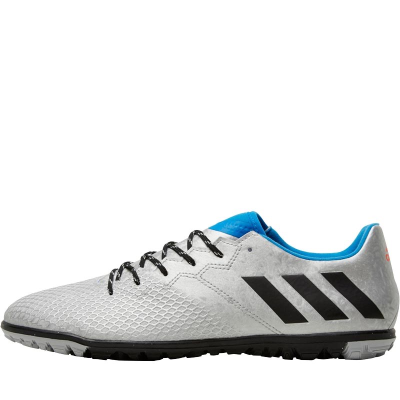 adidas Mens MESSI 16.3 TF Astro Football Boots Silver Metallic/Core Black/Shock Blue adidas Mens MESSI 16.3 TF Astro Football Boots Silver Metallic/Core Black/Shock Blue