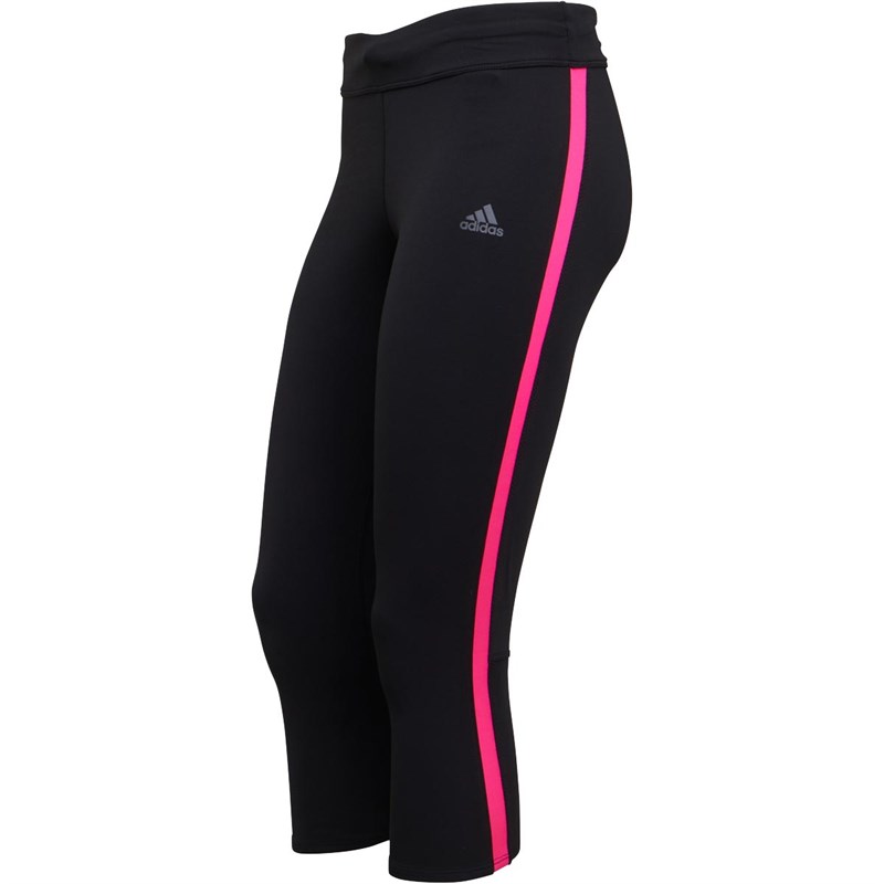 Buy adidas Womens Response 3/4 Running Tights Black/Shock Pink