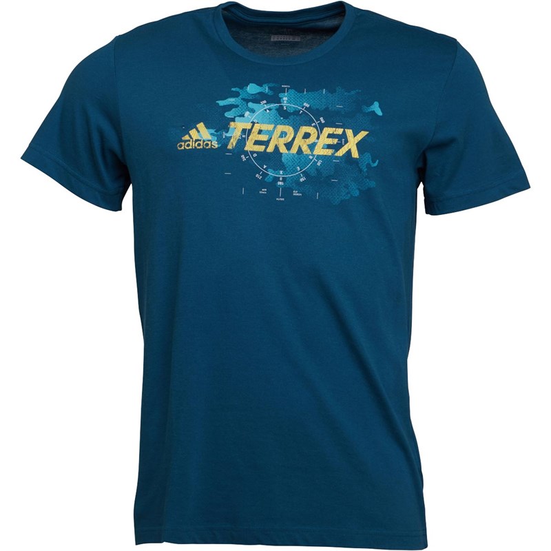 Buy adidas Mens TERREX Camo Logo T-Shirt Blue Night