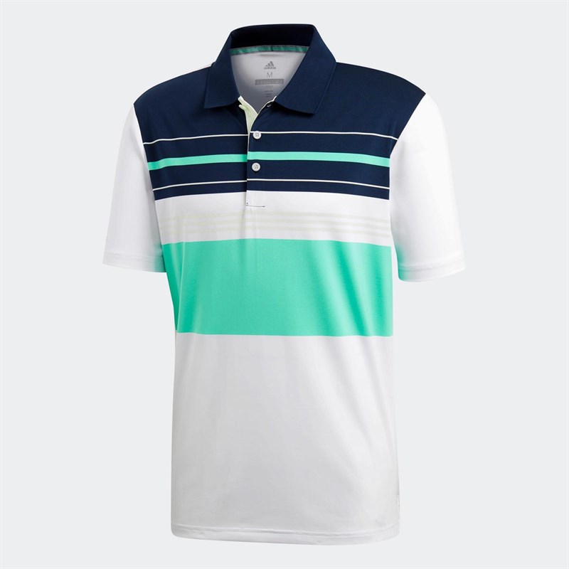 Buy adidas Mens Golf Ultimate365 Engineered Block Polo White/Aero Green