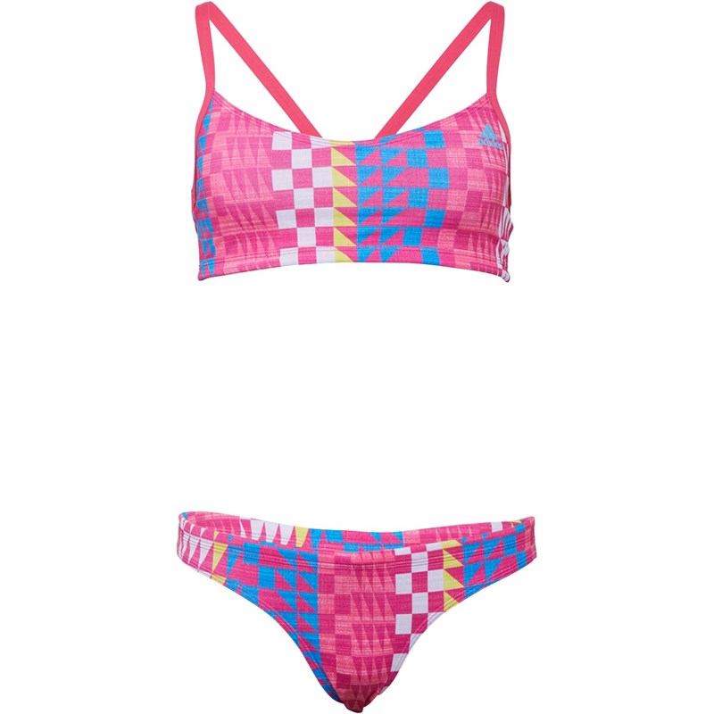 Buy adidas Womens Allover Print Two Piece Swimsuit Real Pink/Bright Blue