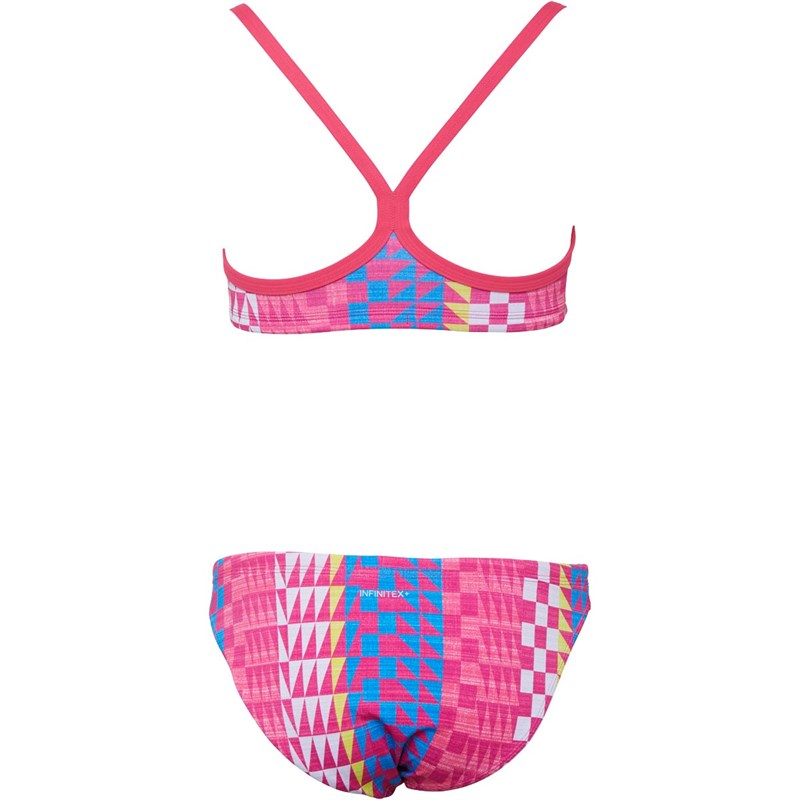 Buy adidas Womens Allover Print Two Piece Swimsuit Real Pink/Bright Blue