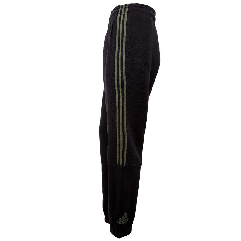 black adidas pants with green stripes