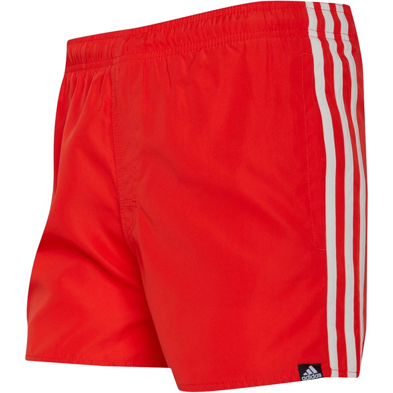 Buy adidas Mens 3 Stripes Swim Shorts HiRes Red/Original White