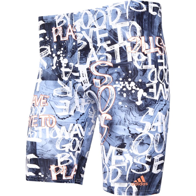 Buy adidas Mens Parley Swim Jammer Shorts Glow Blue/Semi Coral