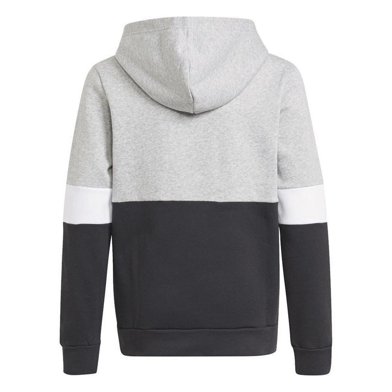 adidas Junior Colorblock Fleece Hoodie Black/Medium Grey Heather/White