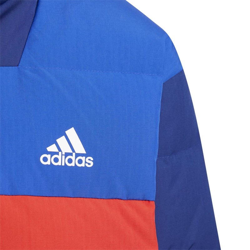 adidas Junior Colorblock Down Hooded Jacket Victory Blue/Bold Blue/Vivid Red