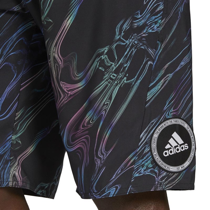 adidas Mens Watersworld Graphic Swimming Bermuda Shorts Black
