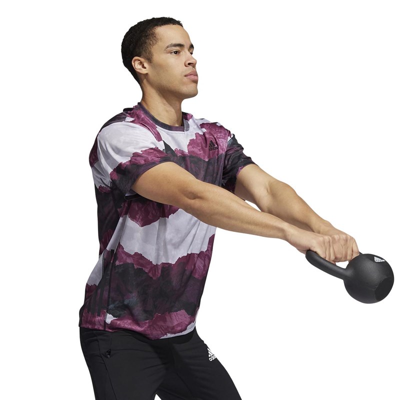 adidas Mens Aeroready Yoga T-Shirt Black/Victory Crimson