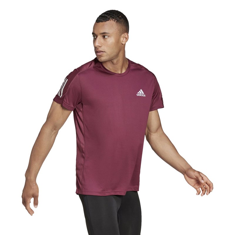 adidas Mens Own The Run Aeroready Primegreen Running Top Victory Crimson