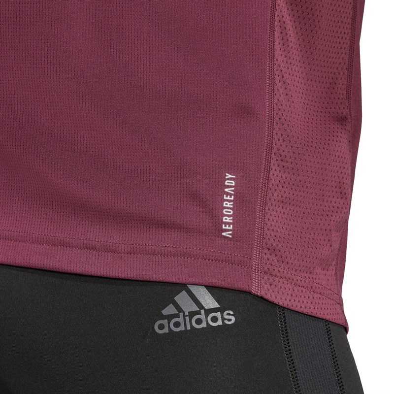 adidas Mens Own The Run Aeroready Primegreen Running Top Victory Crimson