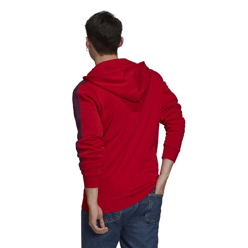 adidas Mens AFC Arsenal 3-Stripes Poly Full Zip Hoodie Scarlet