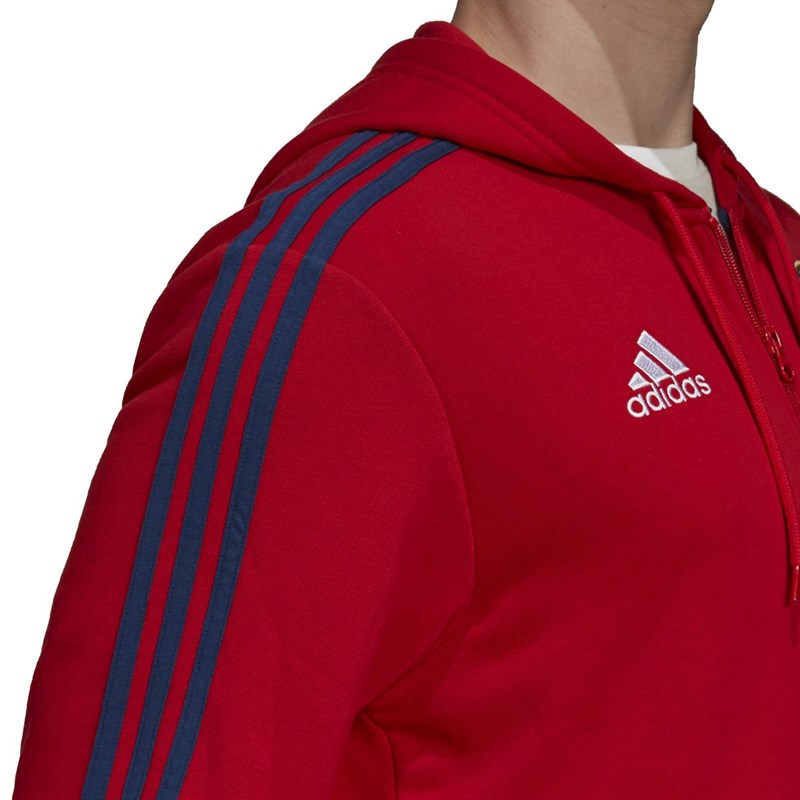 adidas Mens AFC Arsenal 3-Stripes Poly Full Zip Hoodie Scarlet