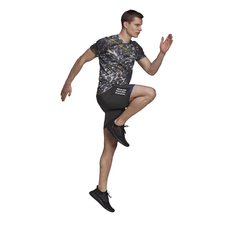 adidas Mens Fast AOP Supernova Primeblue Running Top Grey Six/Focus Olive