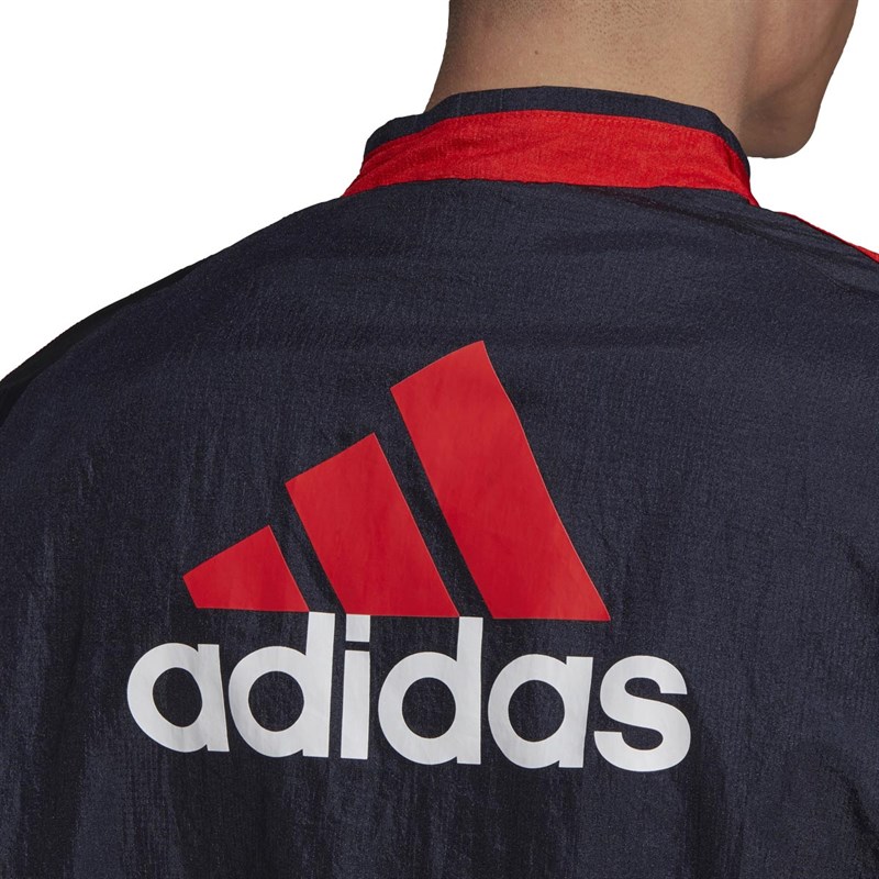 adidas Mens FCB FC Bayern Munich Icons Woven Jacket Night Navy/Active Red