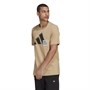 adidas Mens 3-Bar Graphic T-Shirt Beige Tone